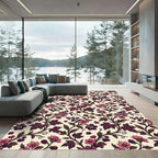 Dark Plum Floral Berry Botanical Tapestry Rug