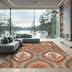 Vintage Peach Oval Floral Medallion Rug