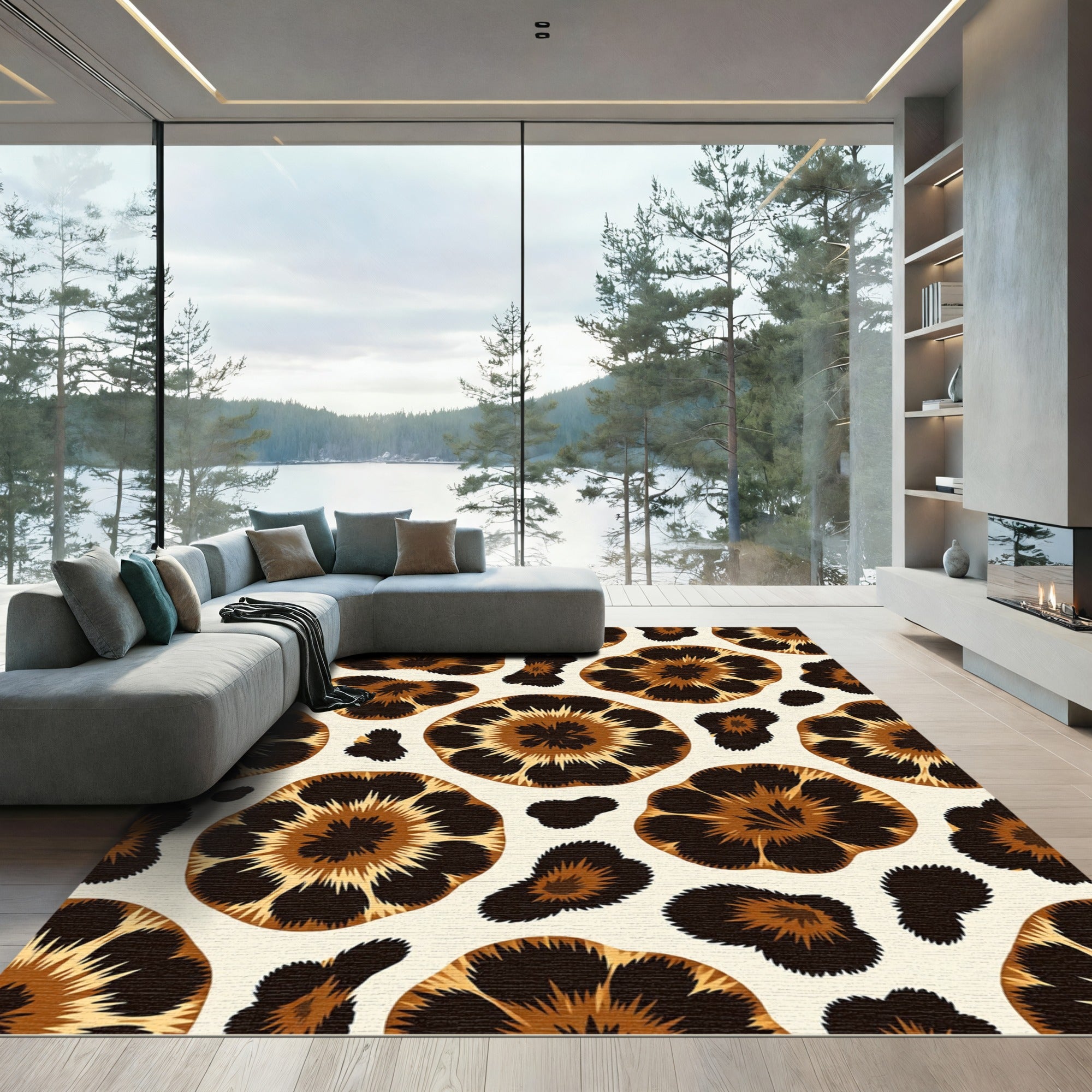 Brown Tan Feline Spots Rug