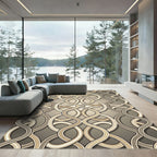 Elegant Taupe Linked Wavy Geometric Rug