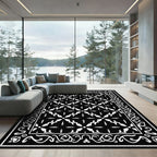White Graphic Starburst Border Rug