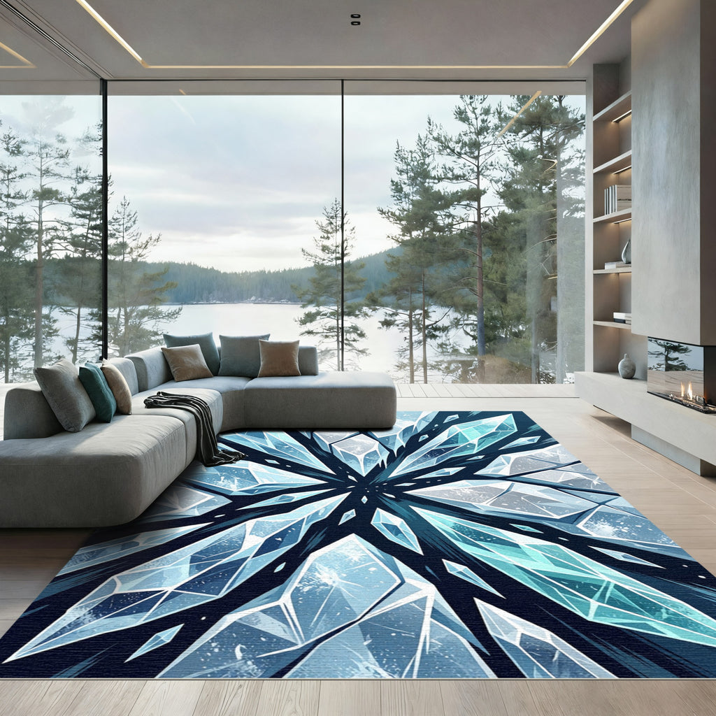 Crystal Ice Geometric Shard Burst Rug