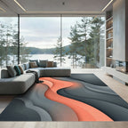 Coral Gray Layered Wave Rug