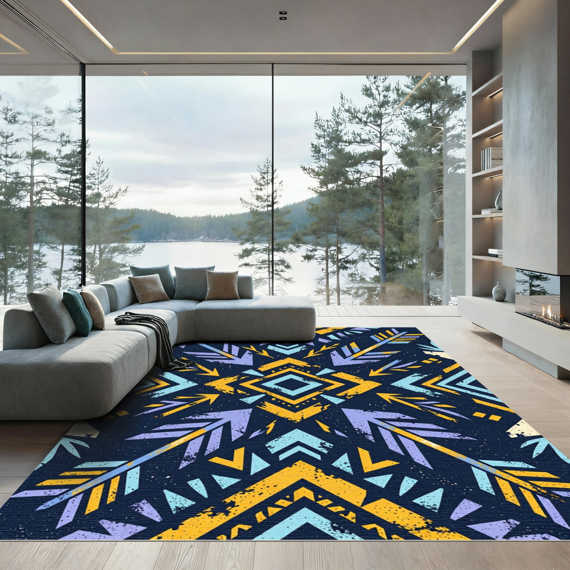 Bold Tribal Arrow Geometric Pattern Rug