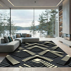 Monochrome Geometric Stairway Illusion Rug