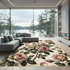 Vintage Rose Blossom Garden Panorama Rug