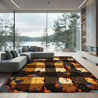 Rusty Checkerboard Splatter Rust Rug