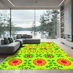 Bright Festive Christmas Holly Sun Rug
