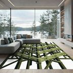 Green Geometric Rebar Abstraction Rug