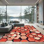 Coral Hexagon Floral Mandala Rug