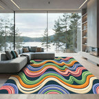Colorful Wavy Stripe Abstract Rug