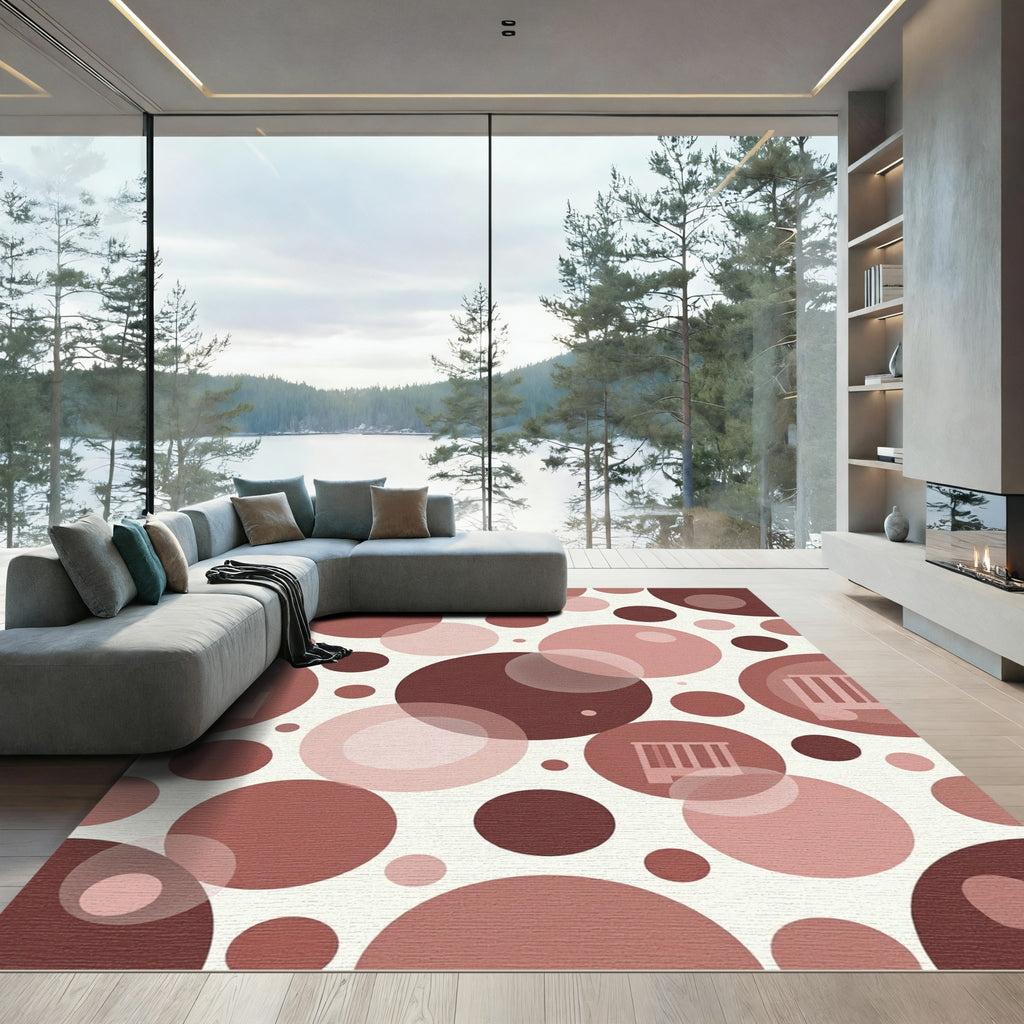Terracotta Gradient Circles Bubbles Rug