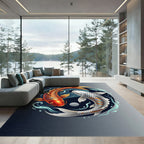 Yin Yang Koi Fish Circular Art Rug