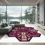 Crimson Geometric Compass Starburst Rug