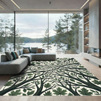 Forest Canopy Intertwining Branches Verdant Leaves Rug