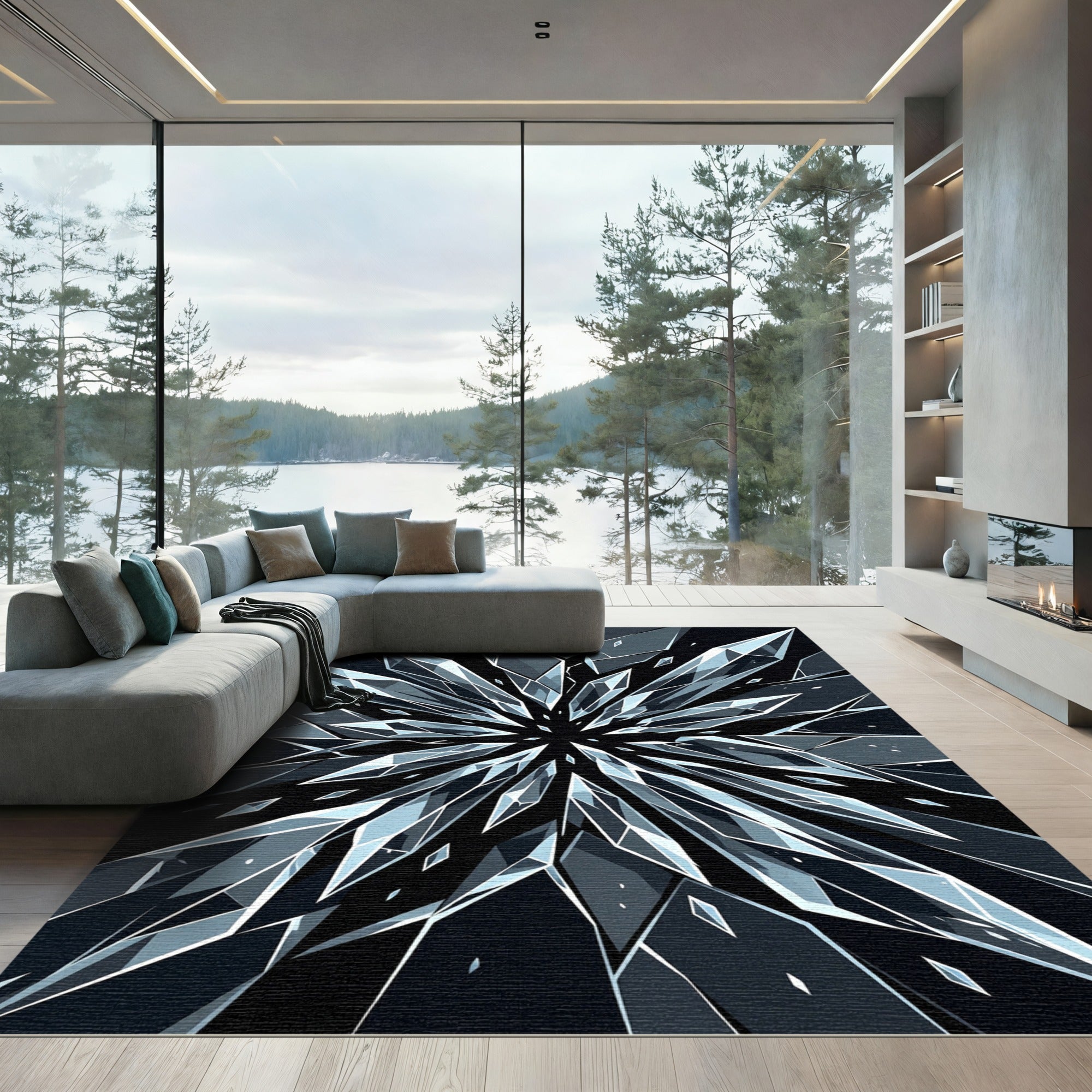 Modern Dark Crystal Starburst Rug