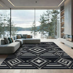Monochromatic Geometric Diamond Striped Decor Rug