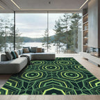 Neon Green Geometric Hexagon Art Rug