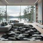 Modern Gray Camouflage Abstract Rug
