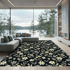 Cream and Grey Floral Vine Rug