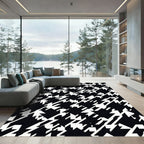 Classic Houndstooth Black White Rug
