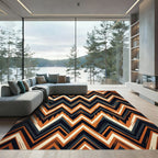 Bold Orange Gray Chevron Stripes Rug