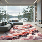 Crimson Cloudscape Watercolor Swirl Rug