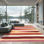 Warm Terracotta Brush Stroke Stripes Rug