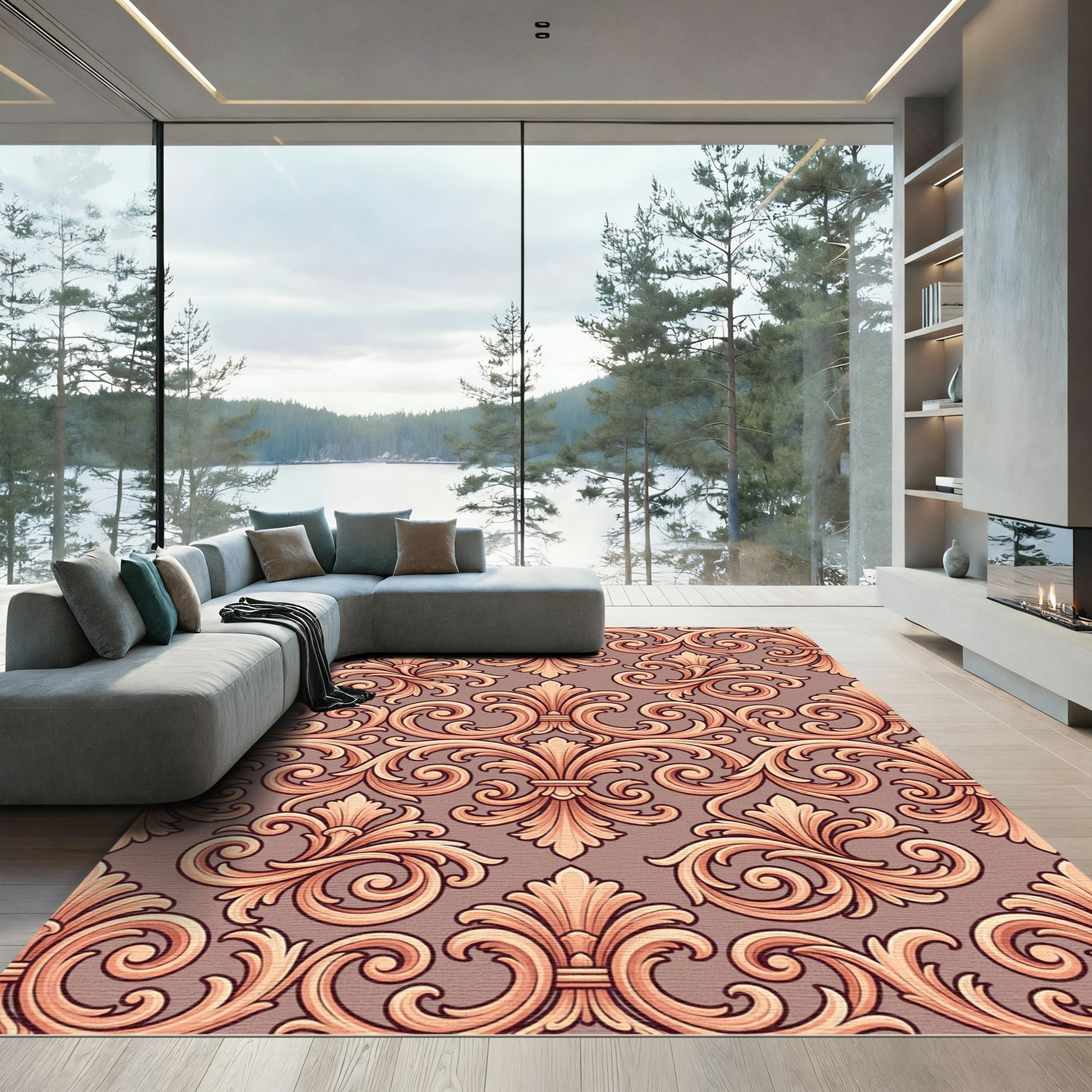 Antique Peach Baroque Flourish Rug