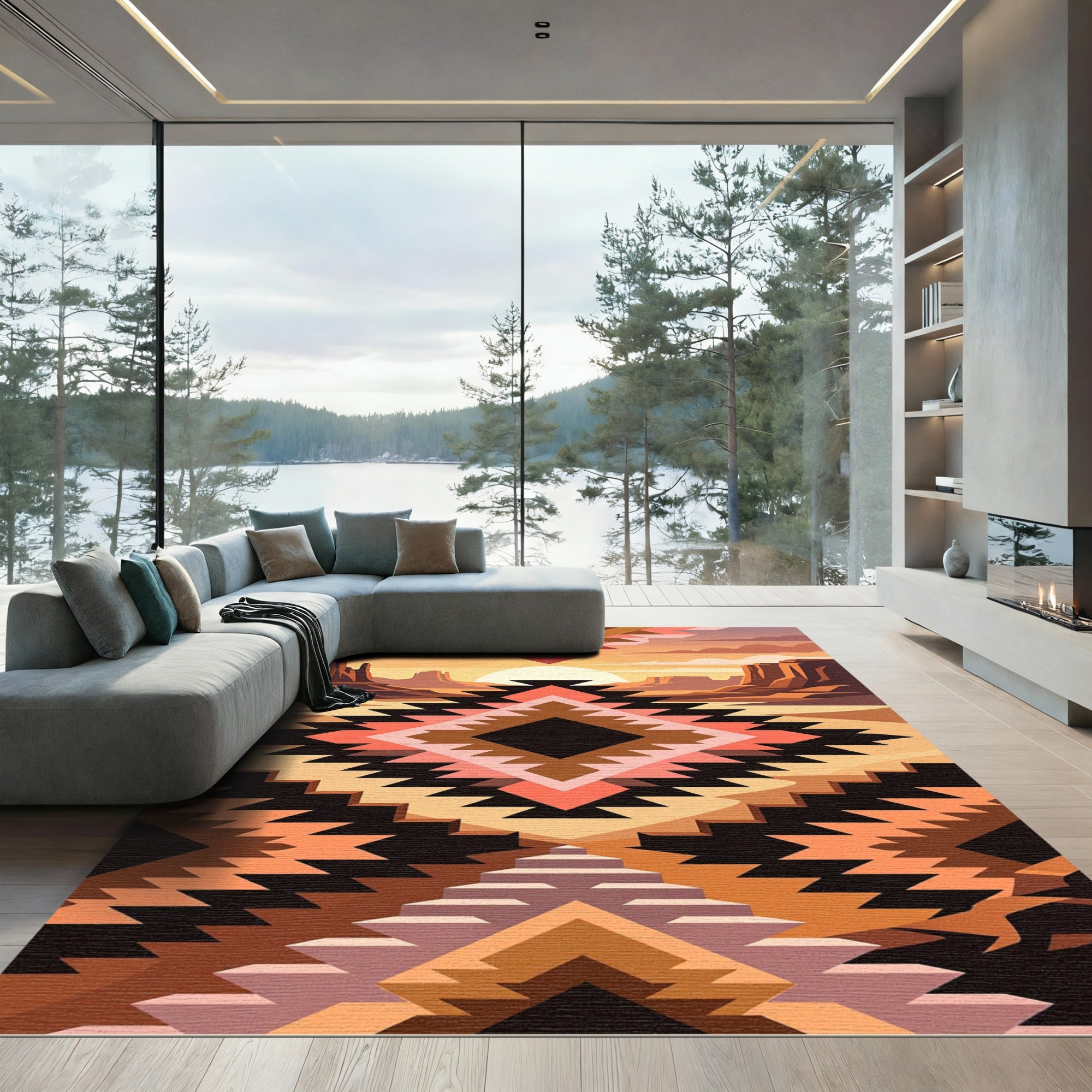 Desert Sunset Southwestern Geometric Rug
