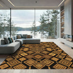 Ancient Gold Diamond Ethnic Pattern Rug