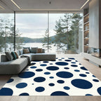 Deep Navy Circles Collage Rug