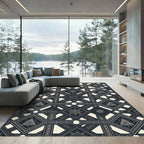 Tribal Dark Geometric Diamond Tessellation Rug