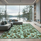 Mint Green Ivy Vine Botanical Tile Rug