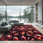 Radiant Red Crystal Geometric Burst Rug