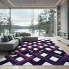 Modern Magenta Intersecting Lattice Grid Rug