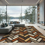 Earthy Tone Herringbone Texture Rug