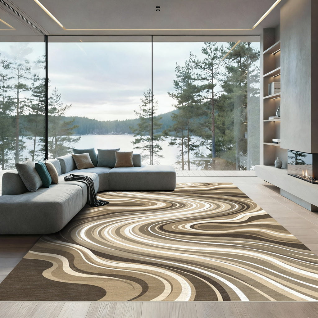 Earthy Tone Sinuous Swirl Rug