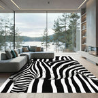 Black White Zebra Stripes Wildlife Rug