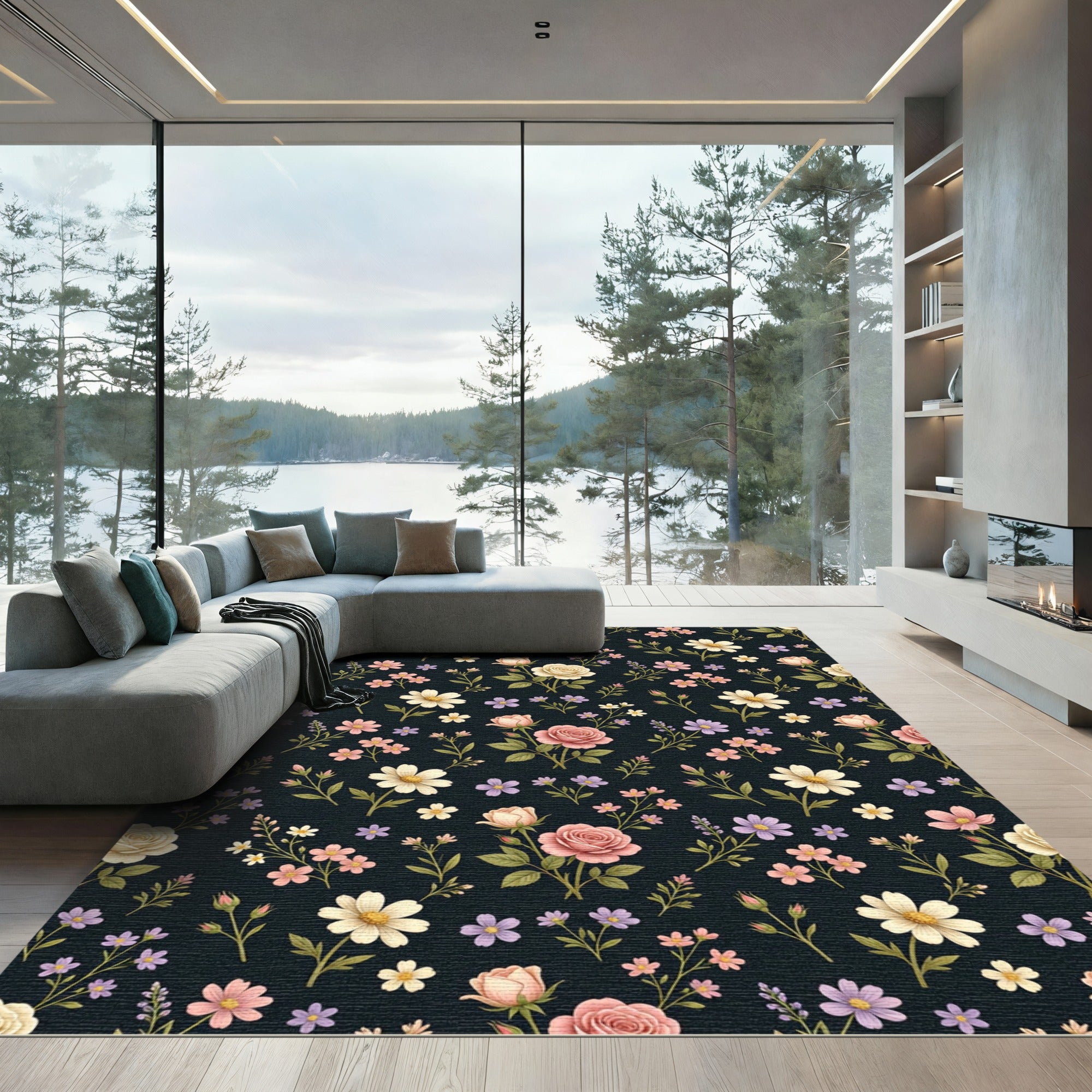 Vintage Floral Garden With Roses Rug