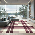 Crimson Mauve Plaid Geometric Overlay Rug