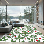 Green Holly Berry Wreath Rug