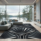 Art Deco Fan Monochrome Geometric Rug