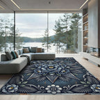 Midnight Blue Floral Star Medallion Rug