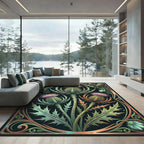 Art Nouveau Copper Thistle Botanical Rug