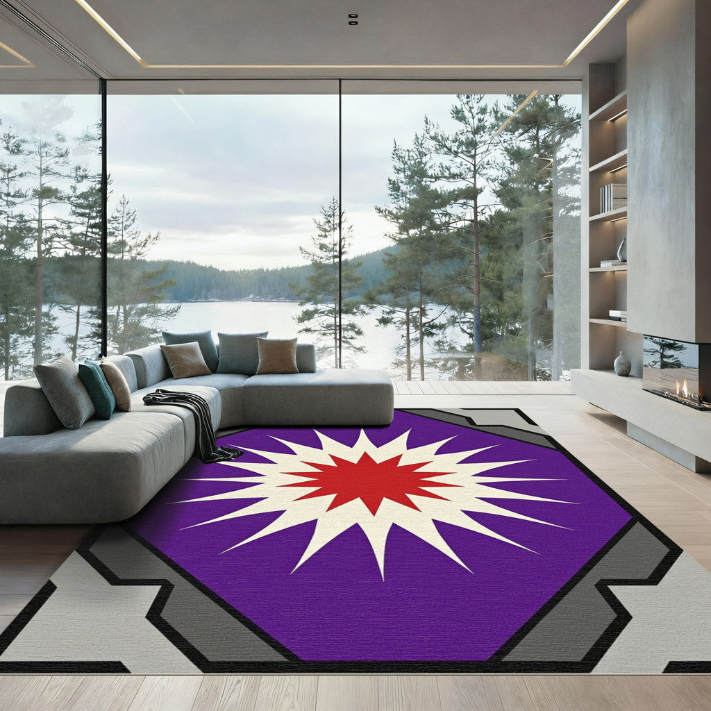 Radiant Purple Sunburst Medallion Rug