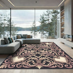 Elegant Cream Heart Scrollwork Rug