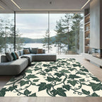 Dark Green Ivy Vine Cream Rug