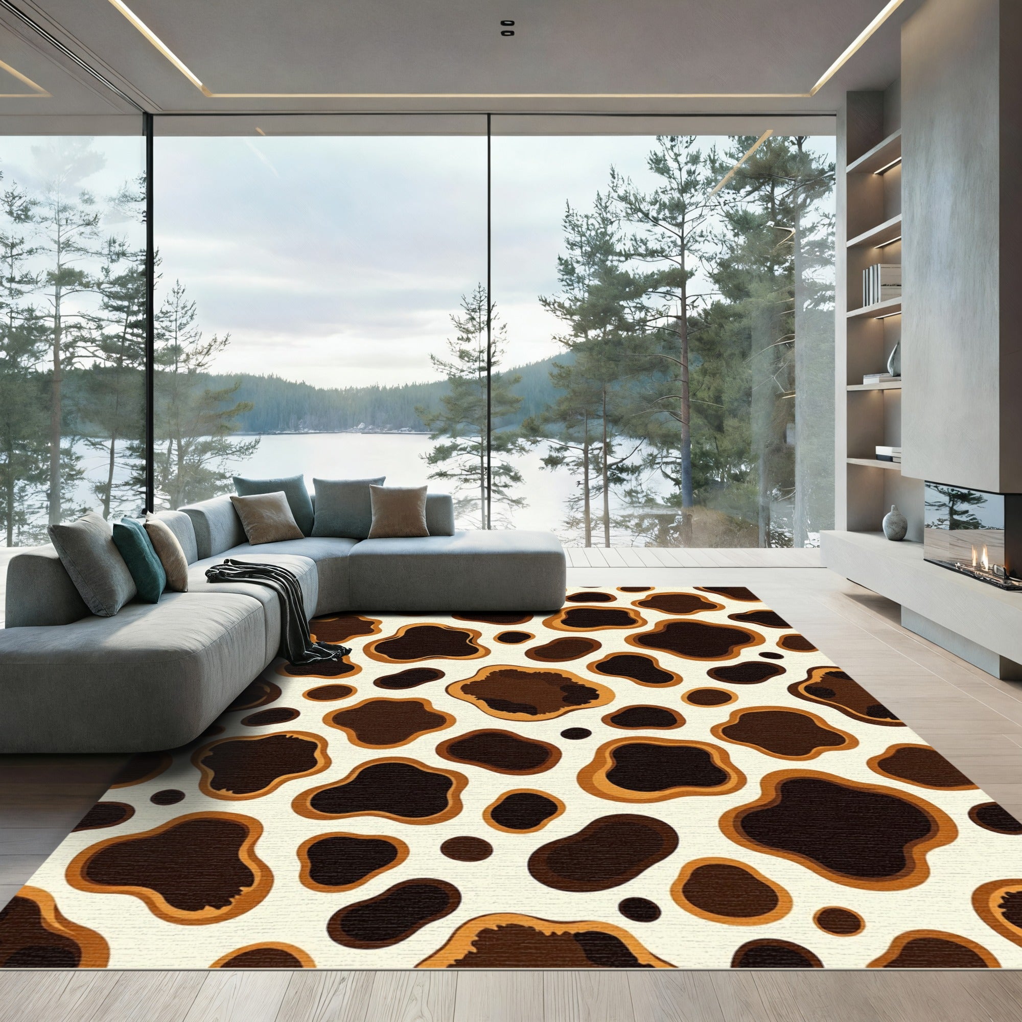 Brown Speckled Organic Shapes Rug