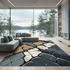 Cracked Stone Geometric Color Block Accent Rug